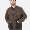 Universal Works Zip Knitwork Jacket In Brown Merino Knit