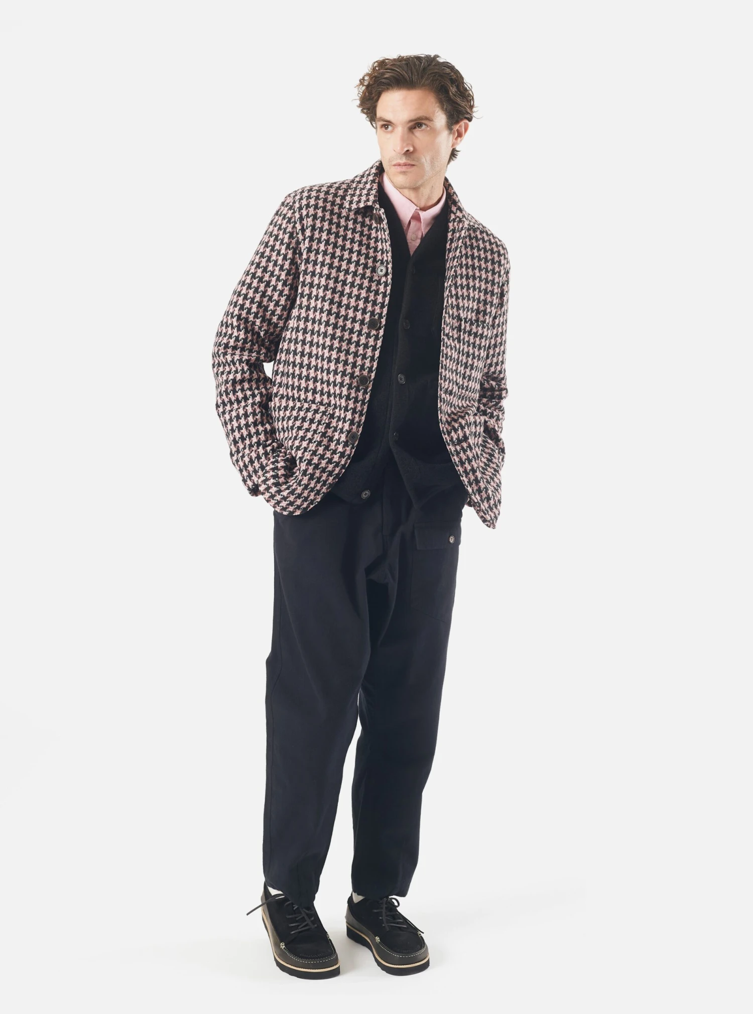 Universal Works Bakers V3 Chore Jacket In Pink Cortina Tweed - Image 9