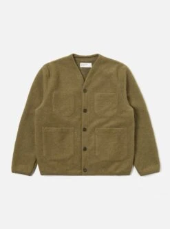 Universal Works Cardigan In Lovat Wool Fleece