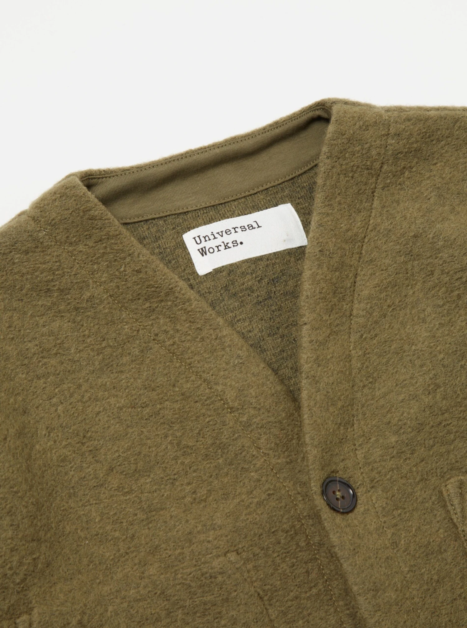 Universal Works Cardigan In Lovat Wool Fleece - Image 3