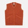 Universal Works Zip Waistcoat In Orange Wool Fleece