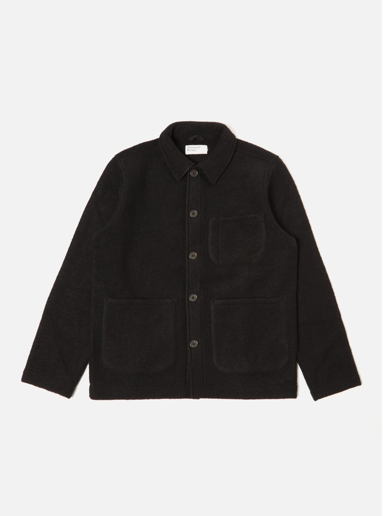 Universal Works Field Jacket In Black Wool Fleece