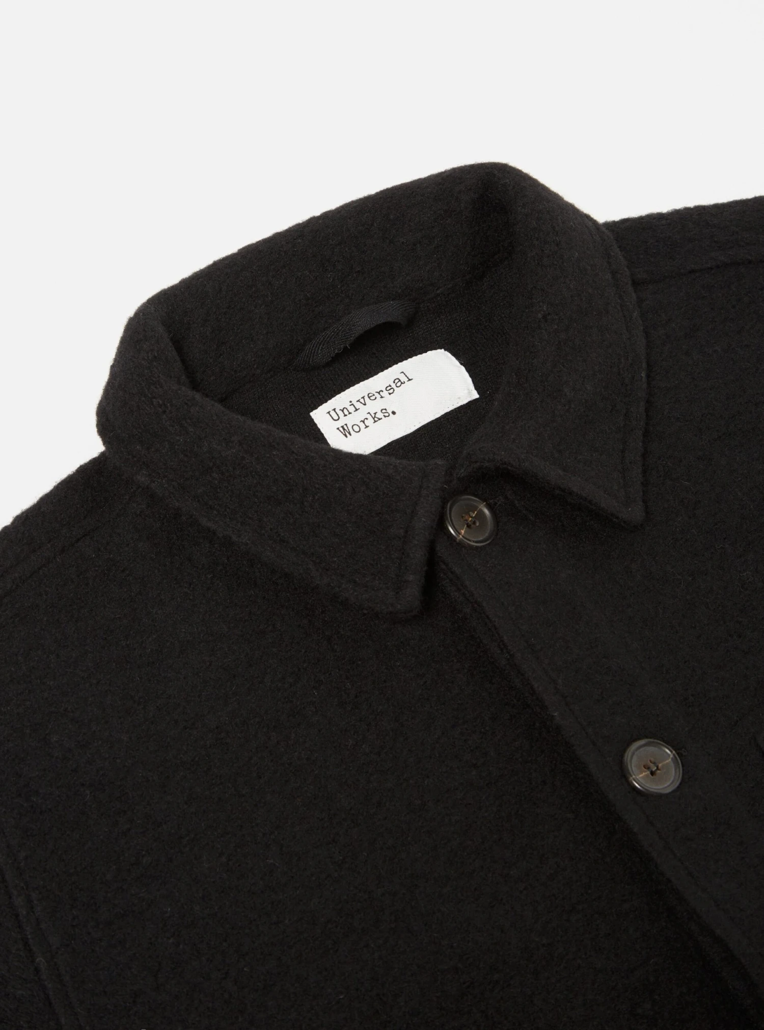 Universal Works Field Jacket In Black Wool Fleece - Image 3