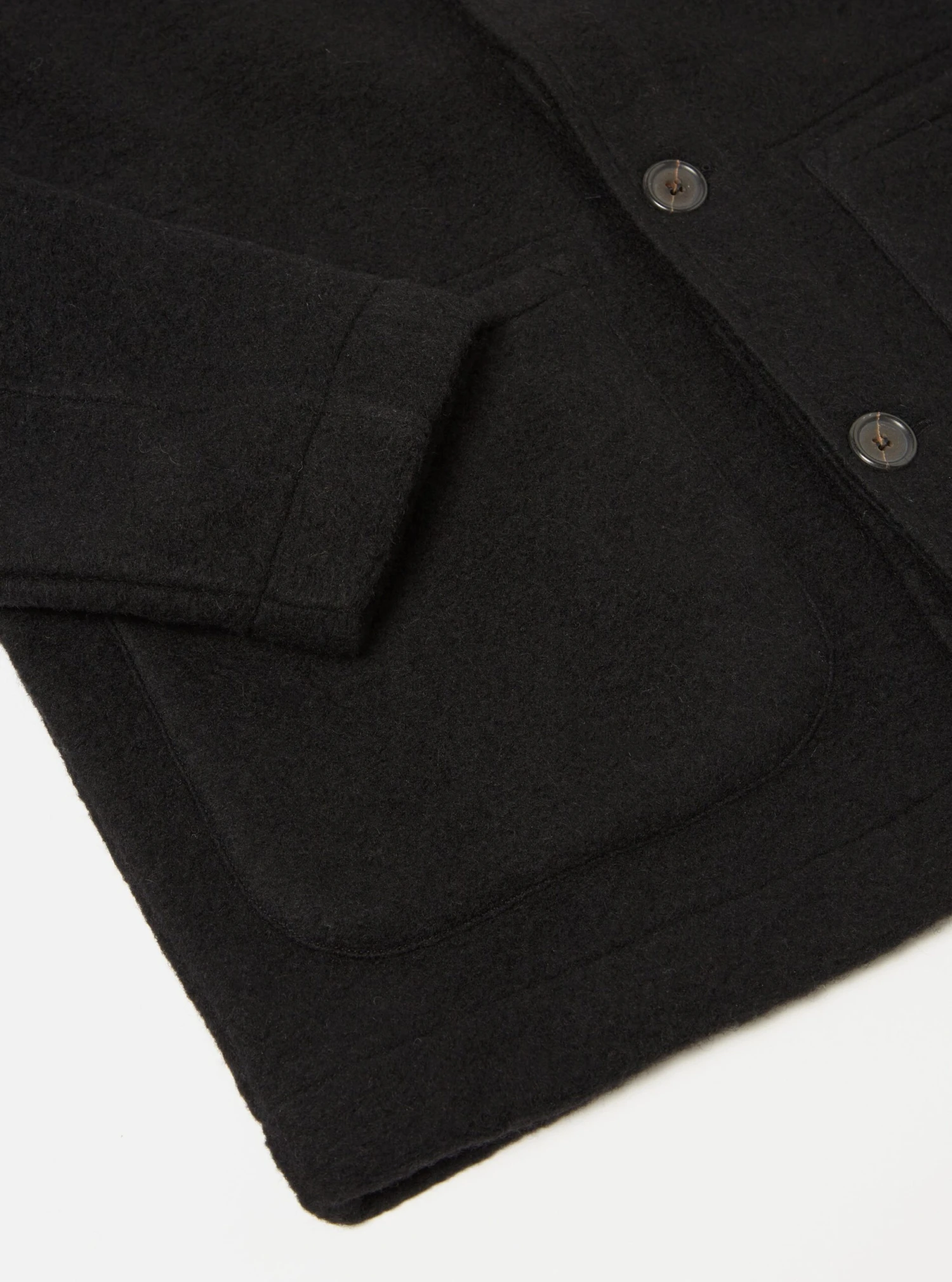 Universal Works Field Jacket In Black Wool Fleece - Image 5