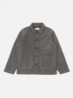 Universal Works Field Jacket In Grey Marl Wool Fleece