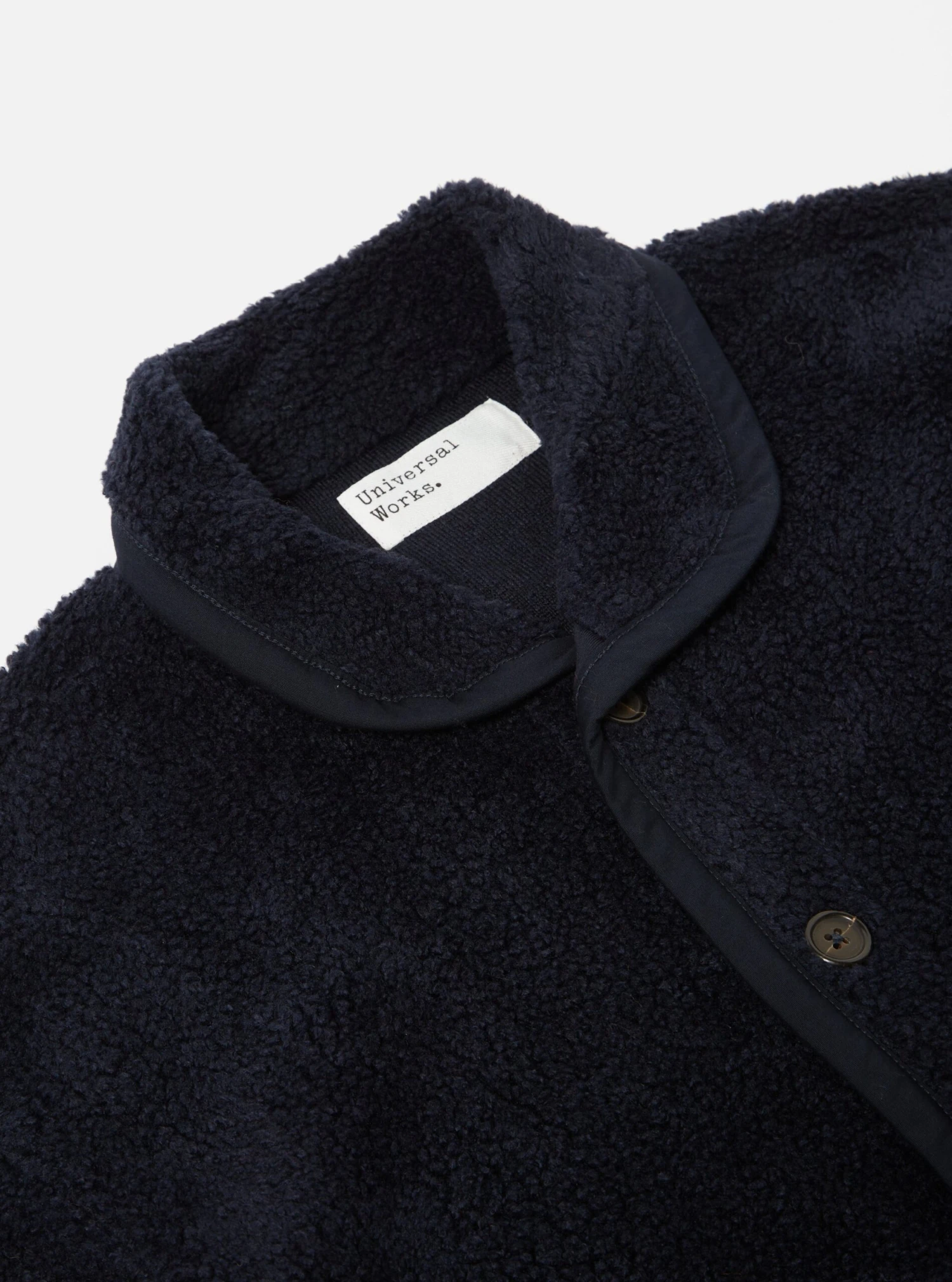 Universal Works Lancaster Jacket In Navy Mountain Fleece - Image 3