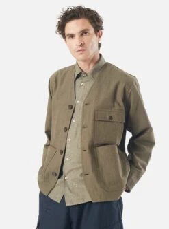 Universal Works Cabin Jacket In Olive Kyo Cotton