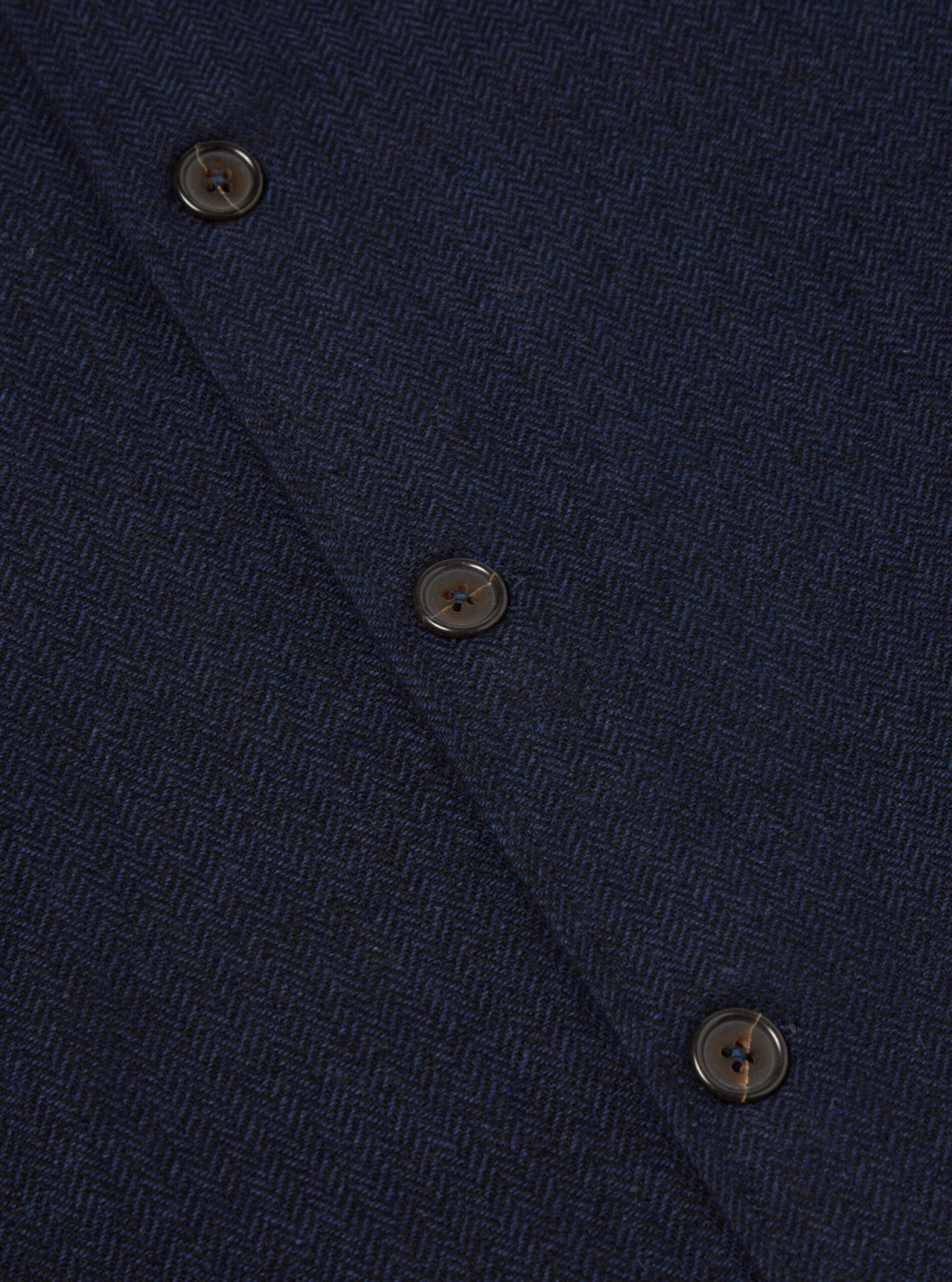 Universal Works Easy Overshirt In Navy Herringbone Recycled Wool - Image 6