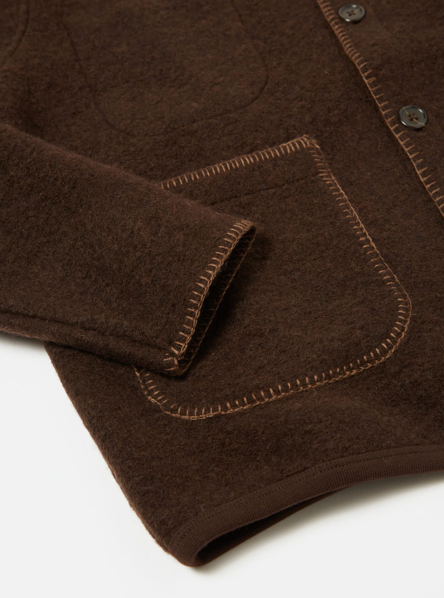 Universal Works Blanket Cardigan In Brown Studio Wool Mix - Image 6