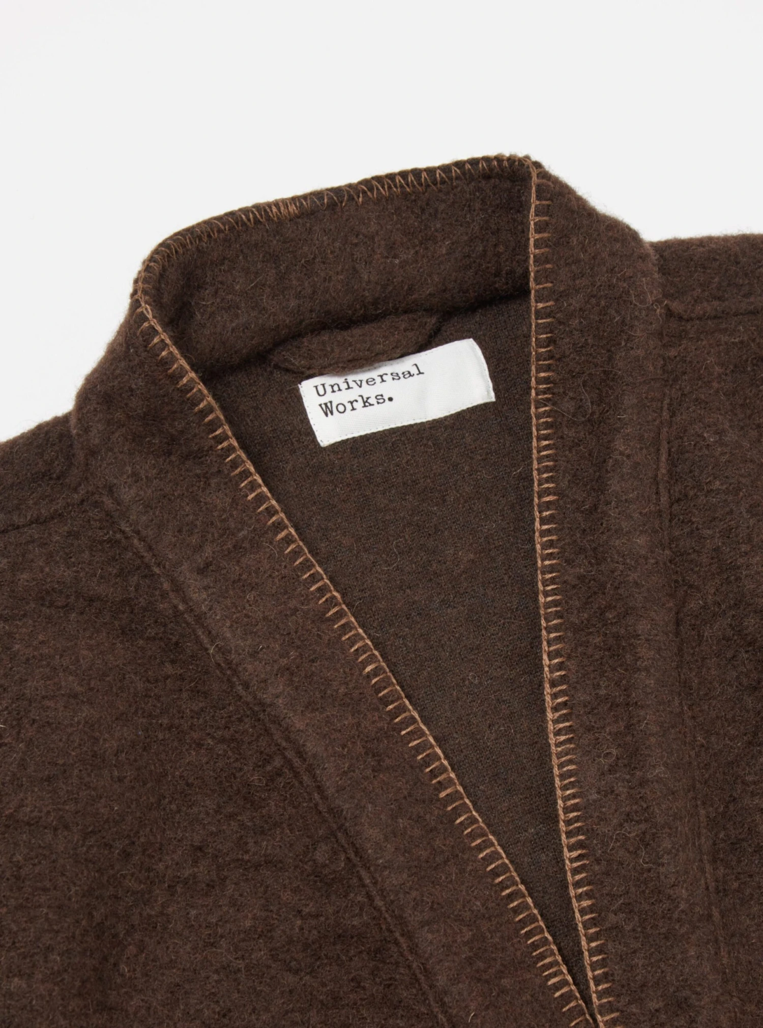 Universal Works Blanket Kyoto Work Jacket In Brown Studio Wool Mix - Image 4