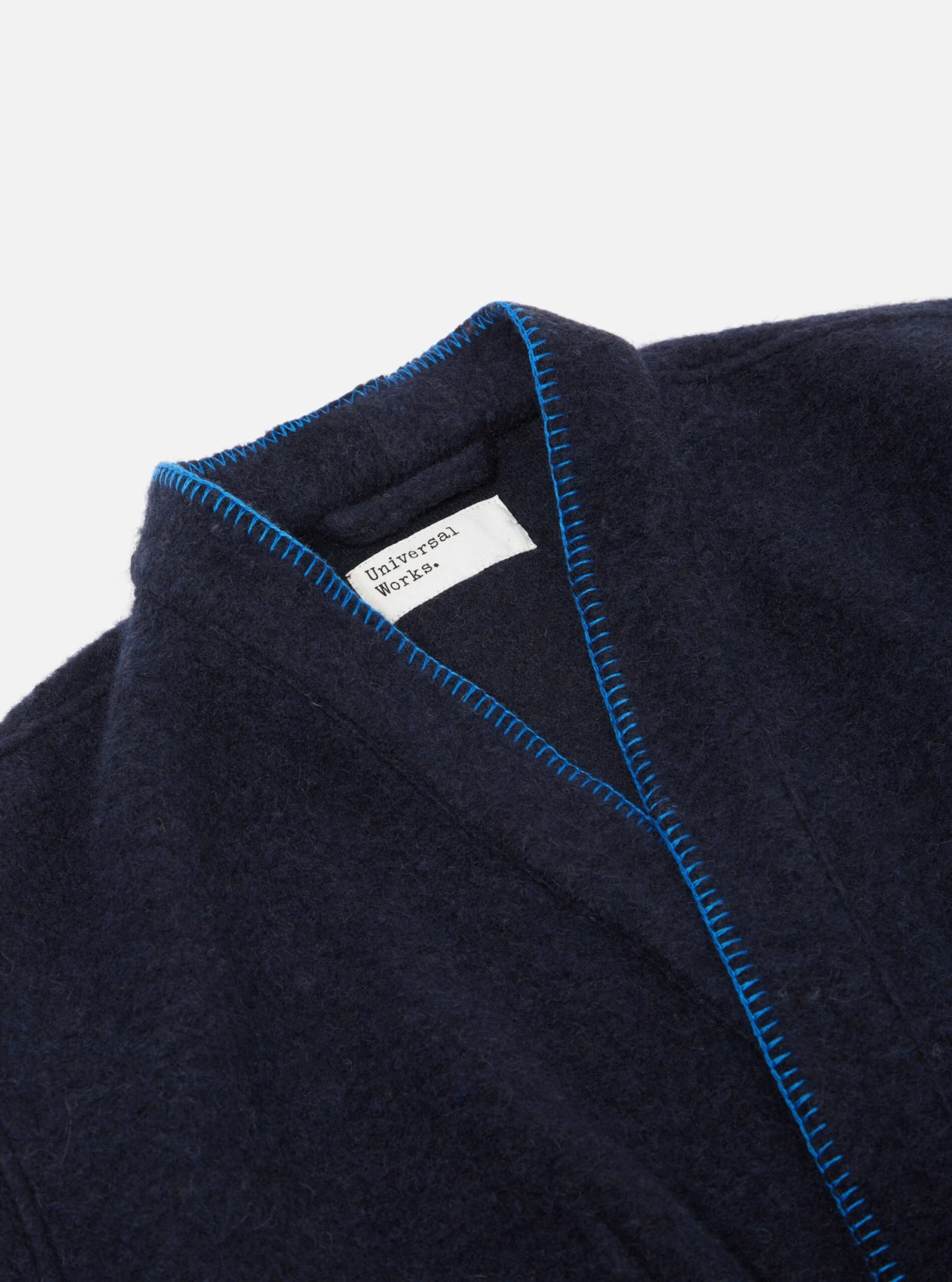 Universal Works Blanket Kyoto Work Jacket In Navy Studio Wool Mix - Image 3
