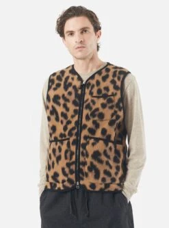 Universal Works Zip Gilet In Cumin Montenero Fleece