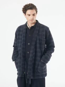 Universal Works Kyoto Work Jacket In Navy Swarm Fleece