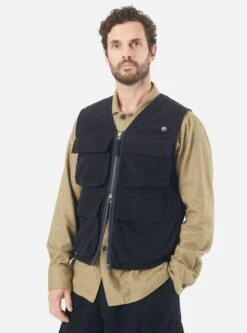 Universal Works Photographers Gilet In Dark Navy Lightweight Moleskin