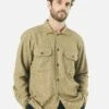 Universal Works L/S Utility Shirt In Olive Soft Flannel Cotton
