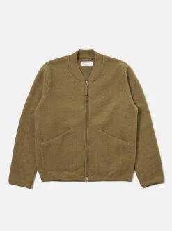 Universal Works Zip Bomber In Lovat Wool Fleece