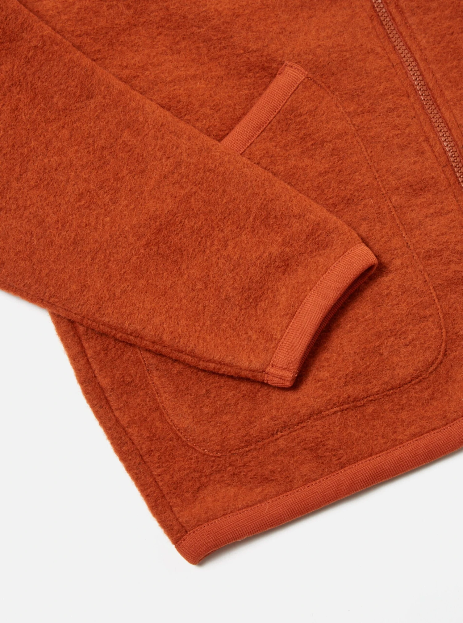 Universal Works Zip Bomber In Orange Wool Fleece - Image 5