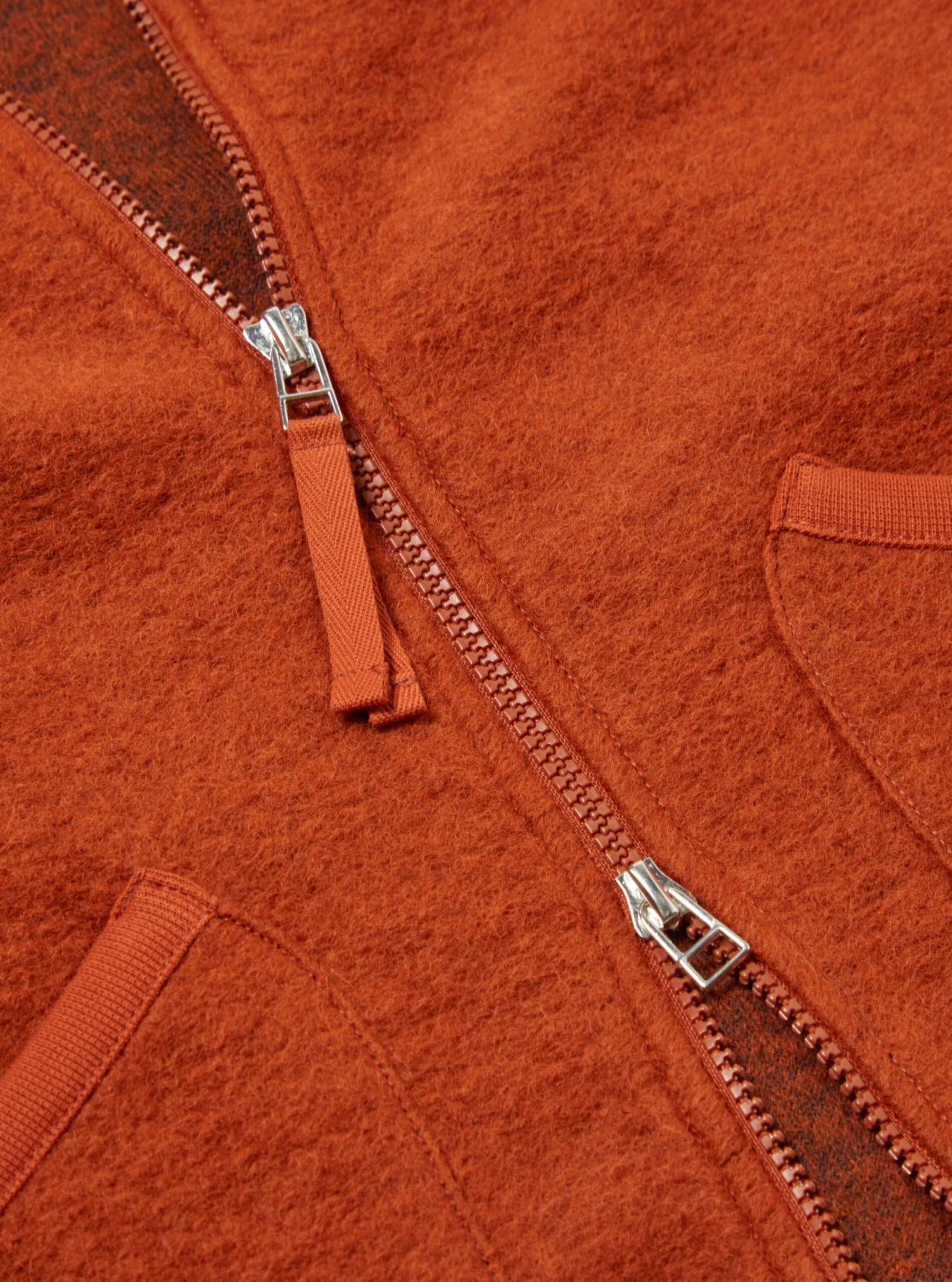 Universal Works Zip Bomber In Orange Wool Fleece - Image 4
