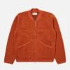 Universal Works Zip Bomber In Orange Wool Fleece
