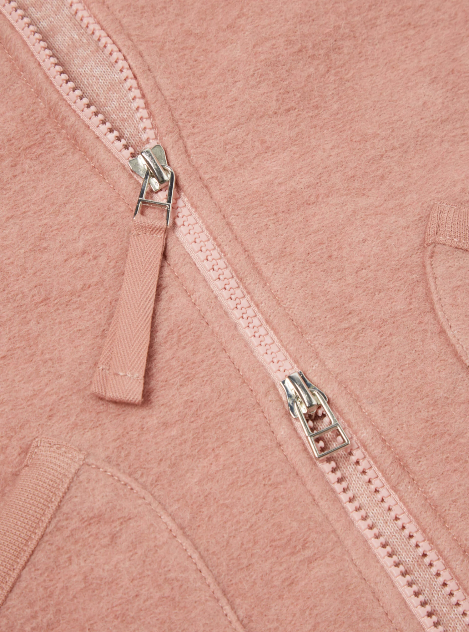 Universal Works Zip Bomber In Pink Wool Fleece - Image 4