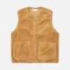 Universal Works Zip Gilet In Sand Mountain Fleece