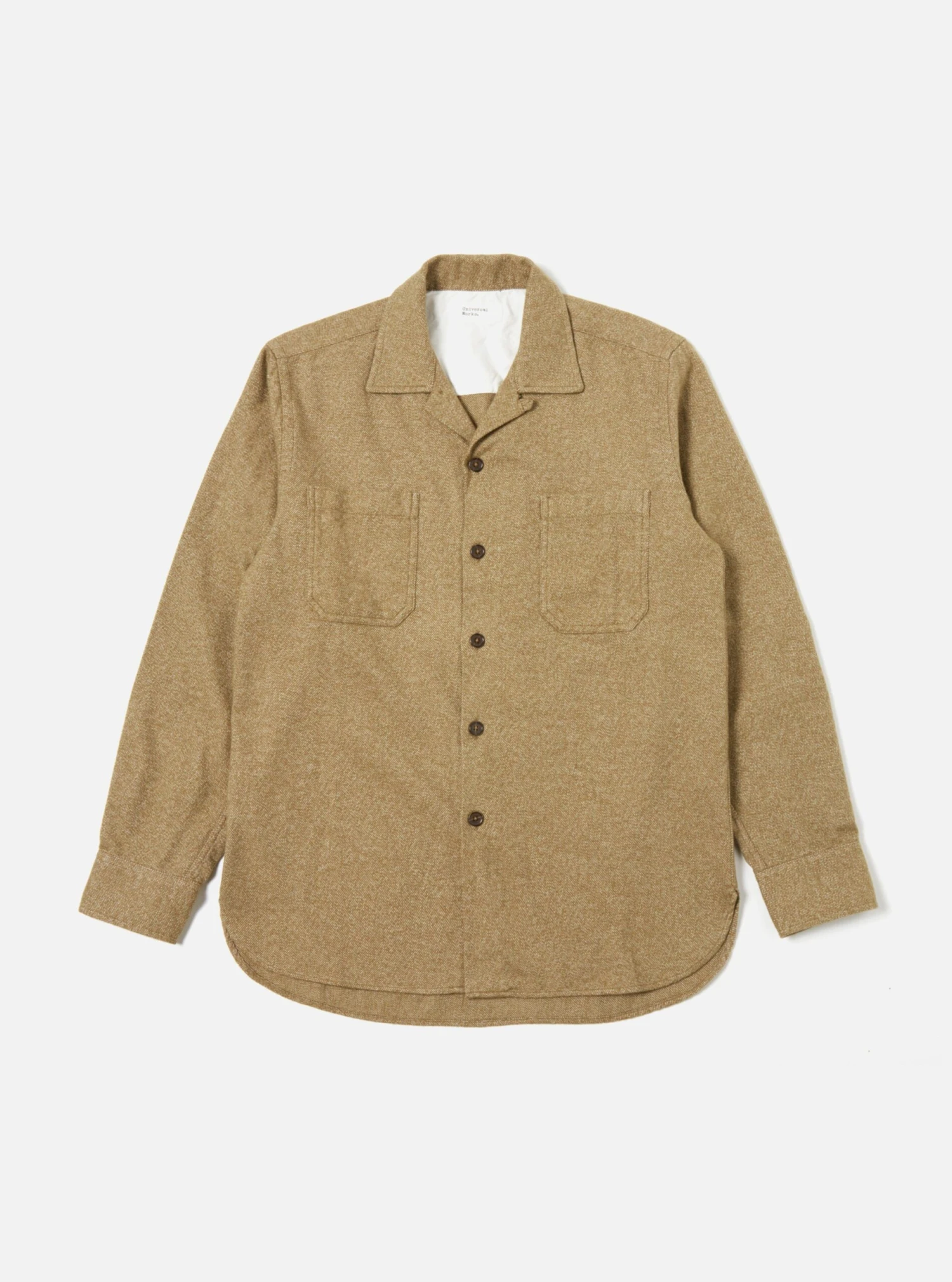 Universal Works Work Shirt In Olive Soft Flannel Cotton