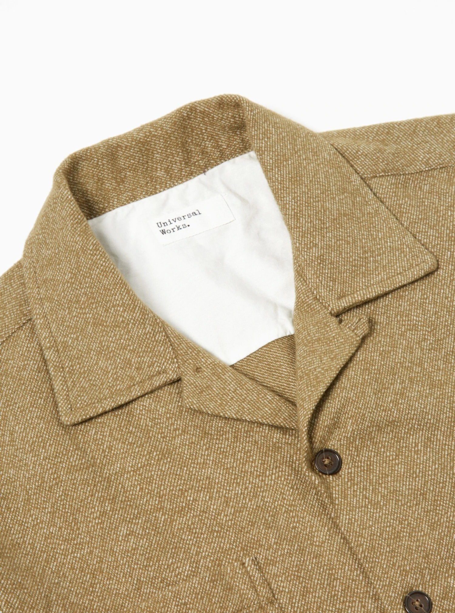 Universal Works Work Shirt In Olive Soft Flannel Cotton - Image 3