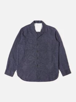 Universal Works Work Shirt In Navy Soft Flannel Cotton