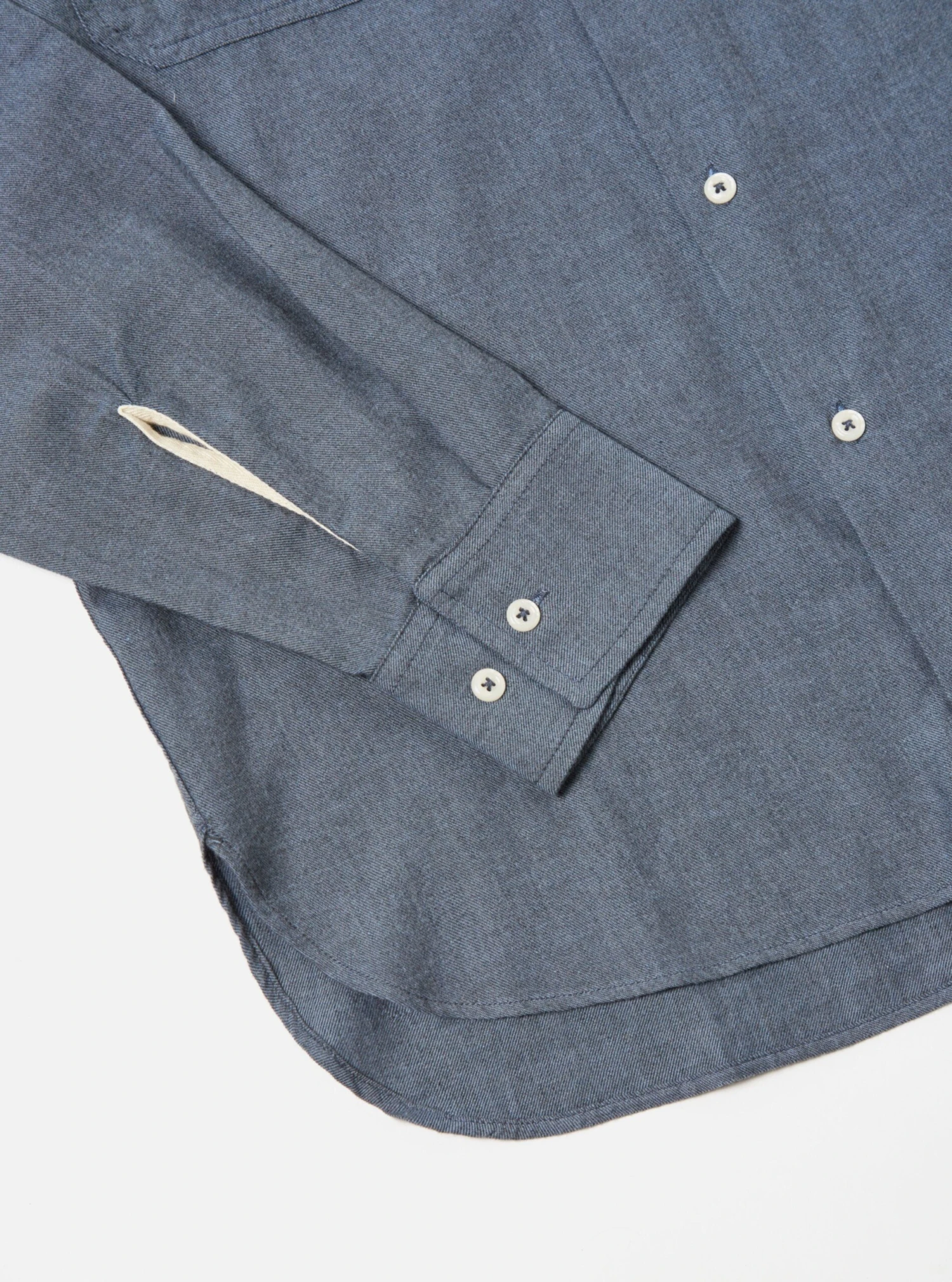 Universal Works Work Shirt In Blue IT Brushed Twill - Image 5