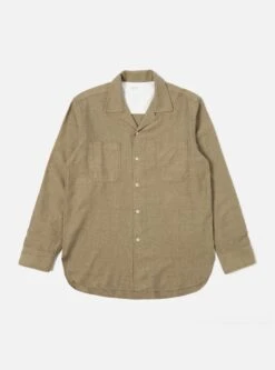 Universal Works Work Shirt In Olive IT Brushed Twill