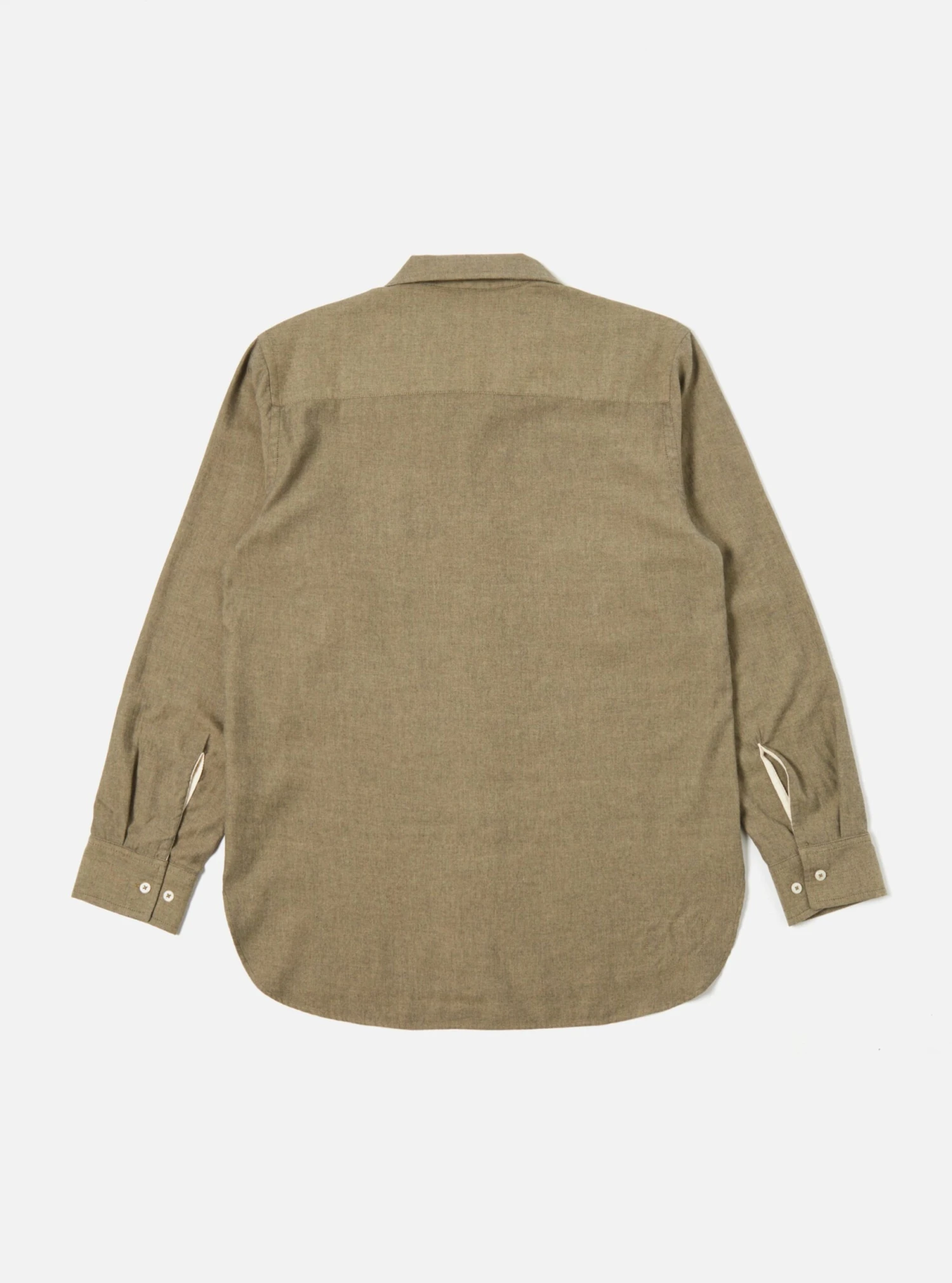 Universal Works Work Shirt In Olive IT Brushed Twill - Image 2