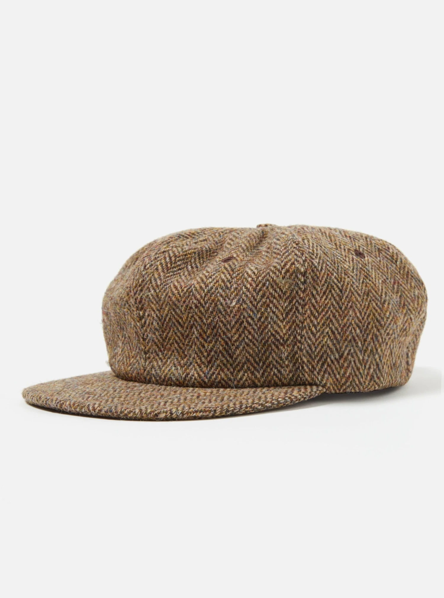 Universal Works Cricket Cap In Brown Herringbone Harris Tweed - Image 2