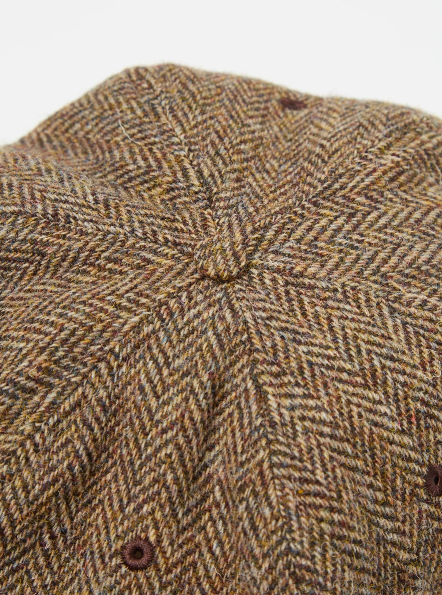 Universal Works Cricket Cap In Brown Herringbone Harris Tweed - Image 4