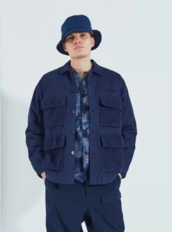 Universal Works Photographers Jacket In Indigo Corduroy/Soft Twill