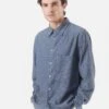 Universal Works Square Pocket Shirt In Blue IT Brushed Twill