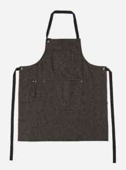 Universal Works Apron In Black Selvedge Denim