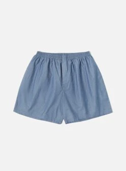 Universal Works Boxer Short In Light Indigo Chambray