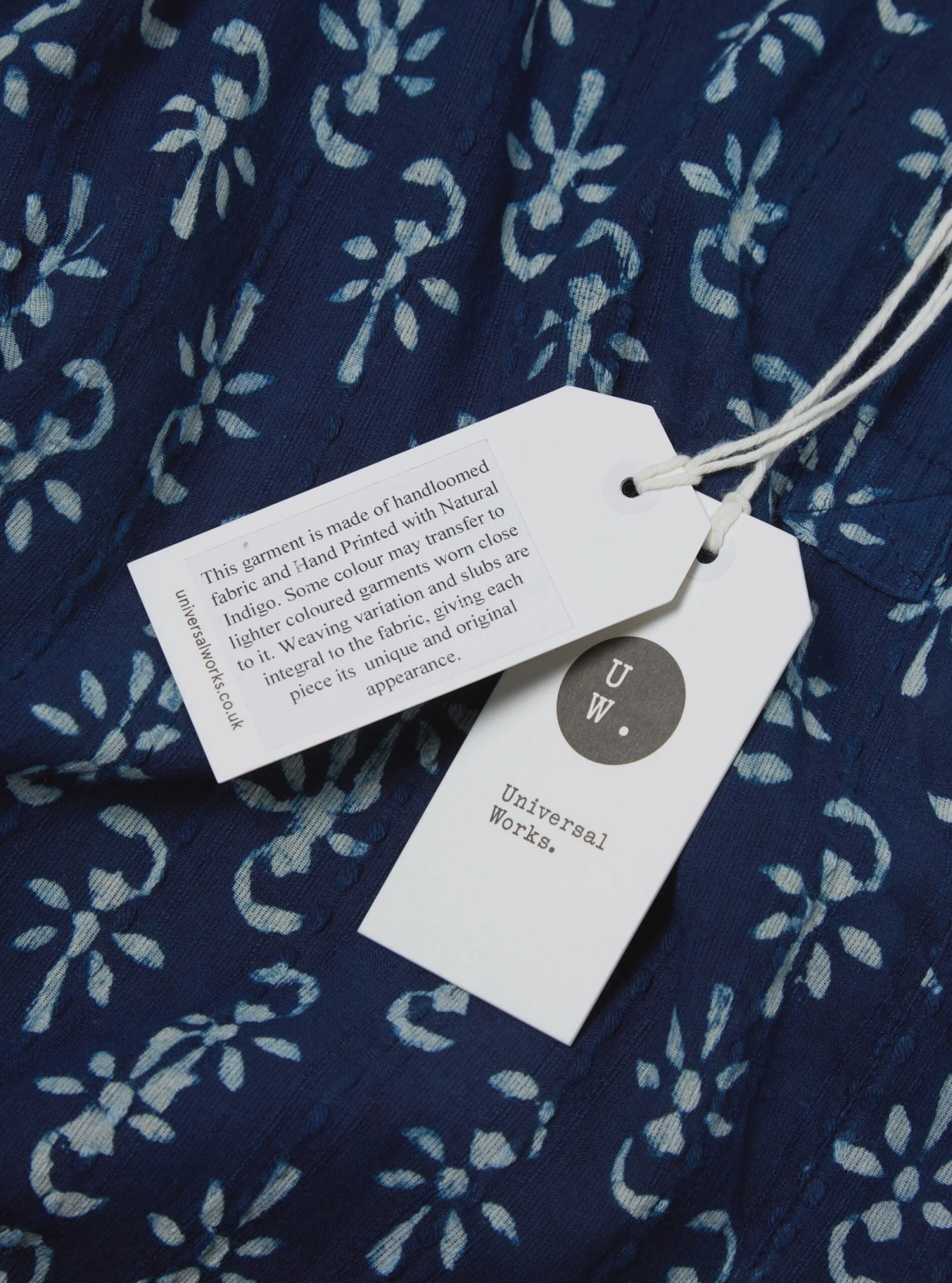 Universal Works Pullover S/S Shirt In Indigo Flower Print - Image 7