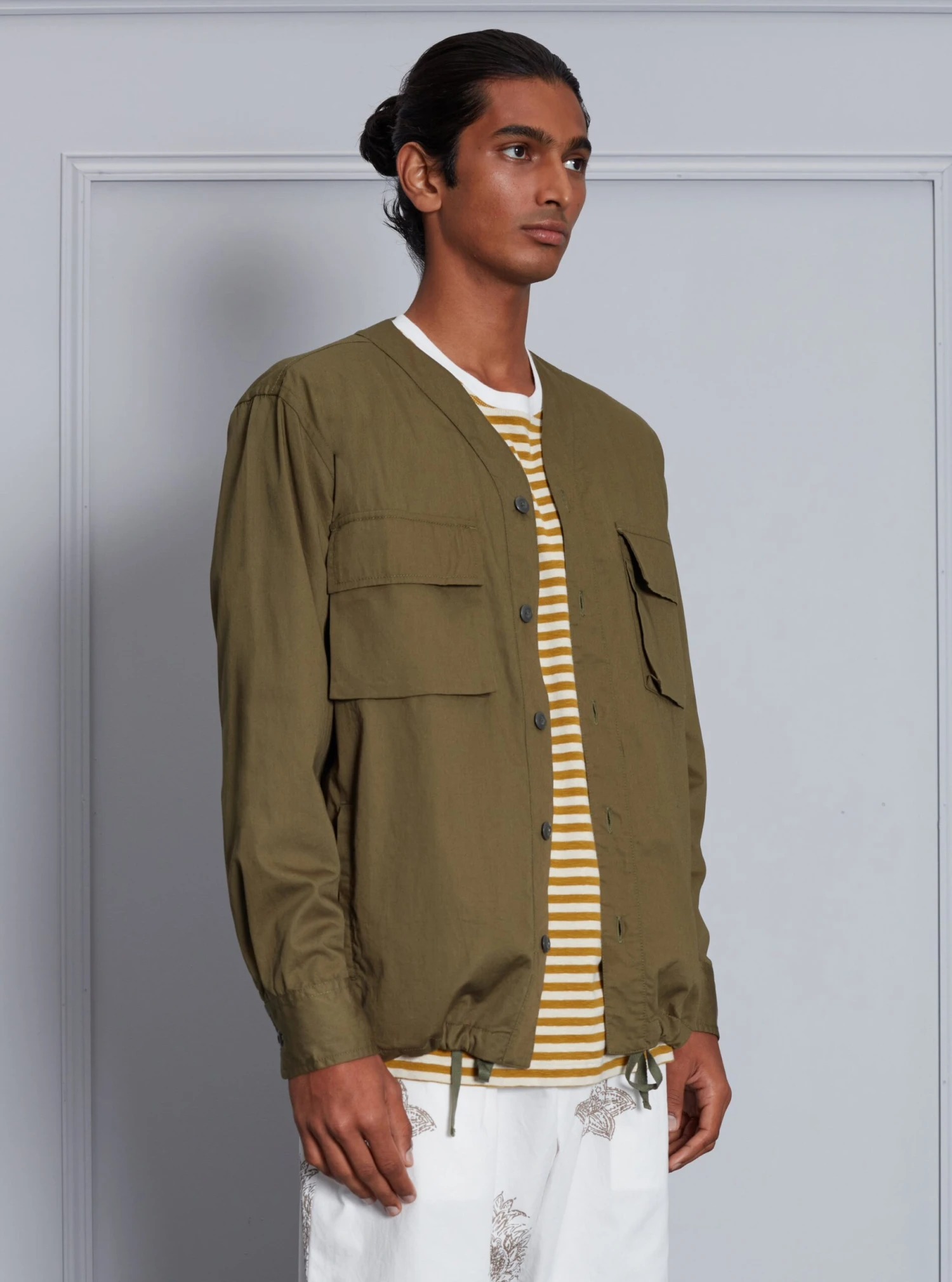 Universal Works Parachute Shirt In Olive Fine Twill - Image 4