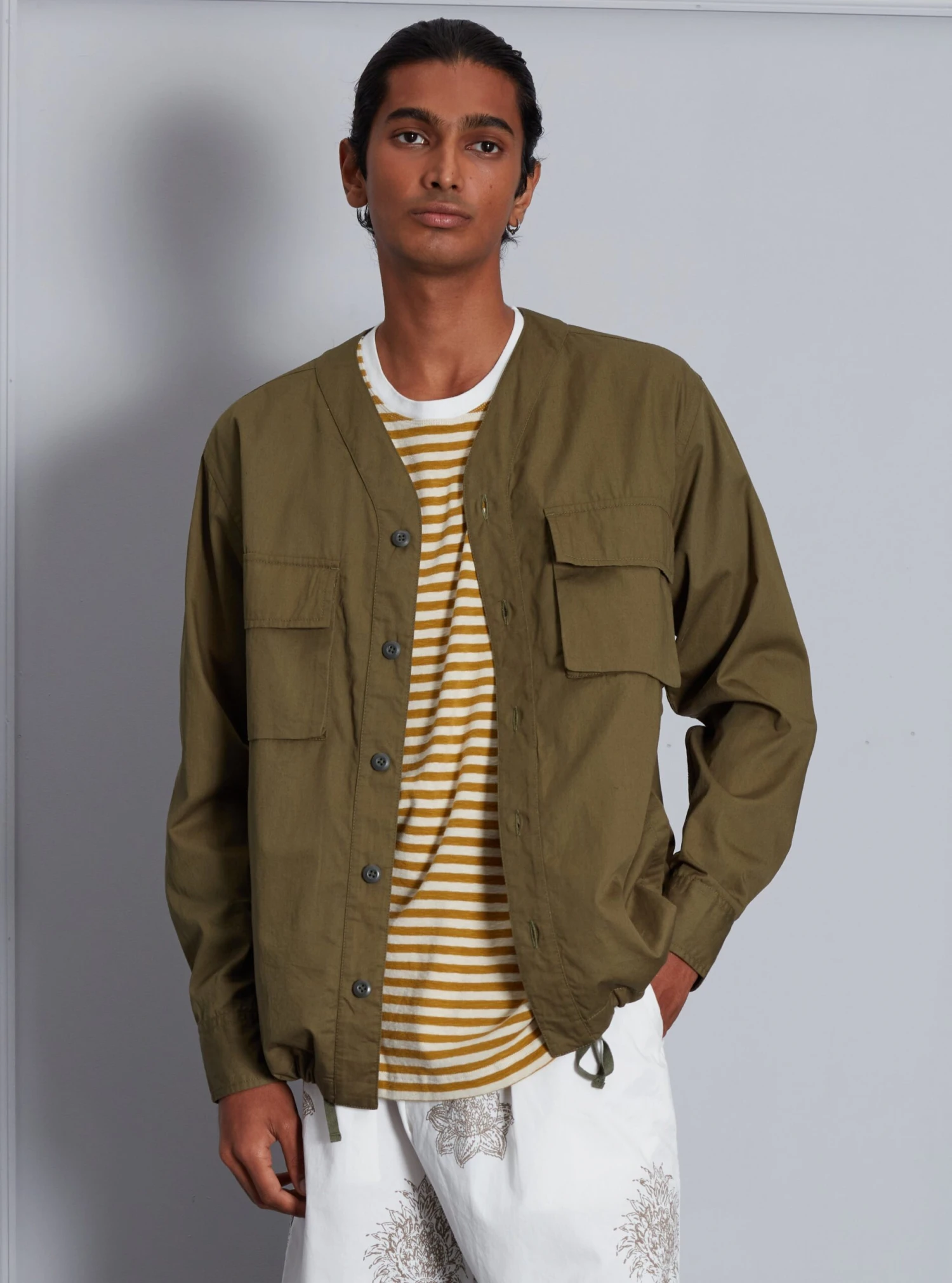 Universal Works Parachute Shirt In Olive Fine Twill - Image 3