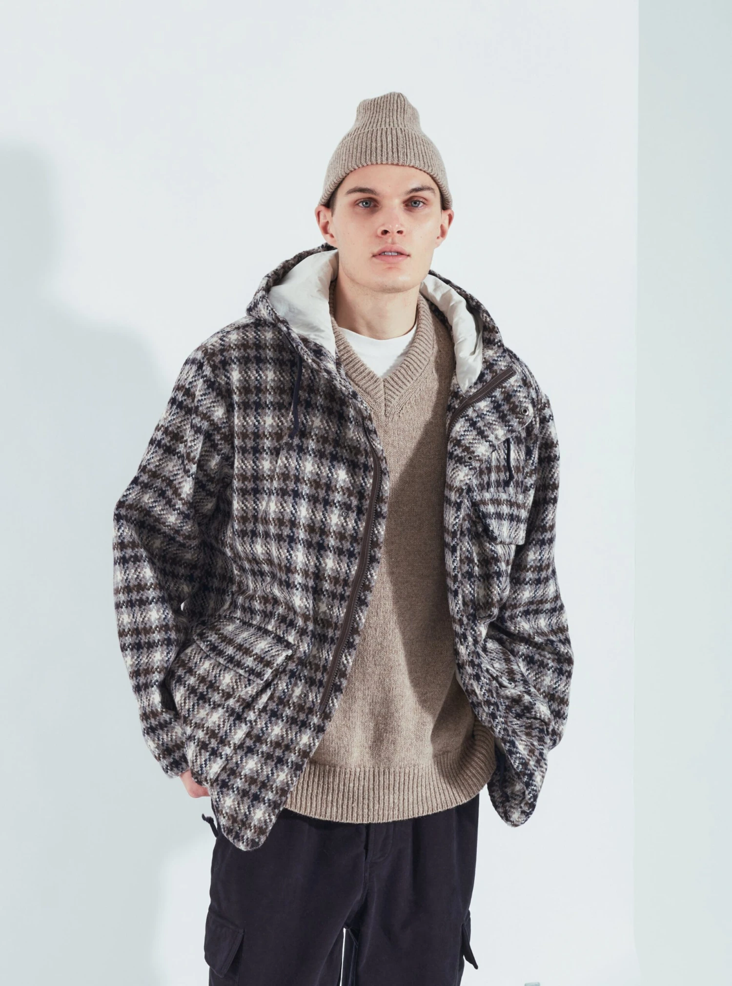 Universal Works Stayout Jacket In Grey Cortina Tweed