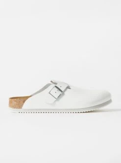 Birkenstock Supergrip Boston In White Natural Leather
