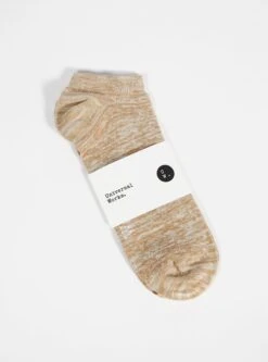 Universal Works Ankle Slub Sock In Dark Sand Slub Knit