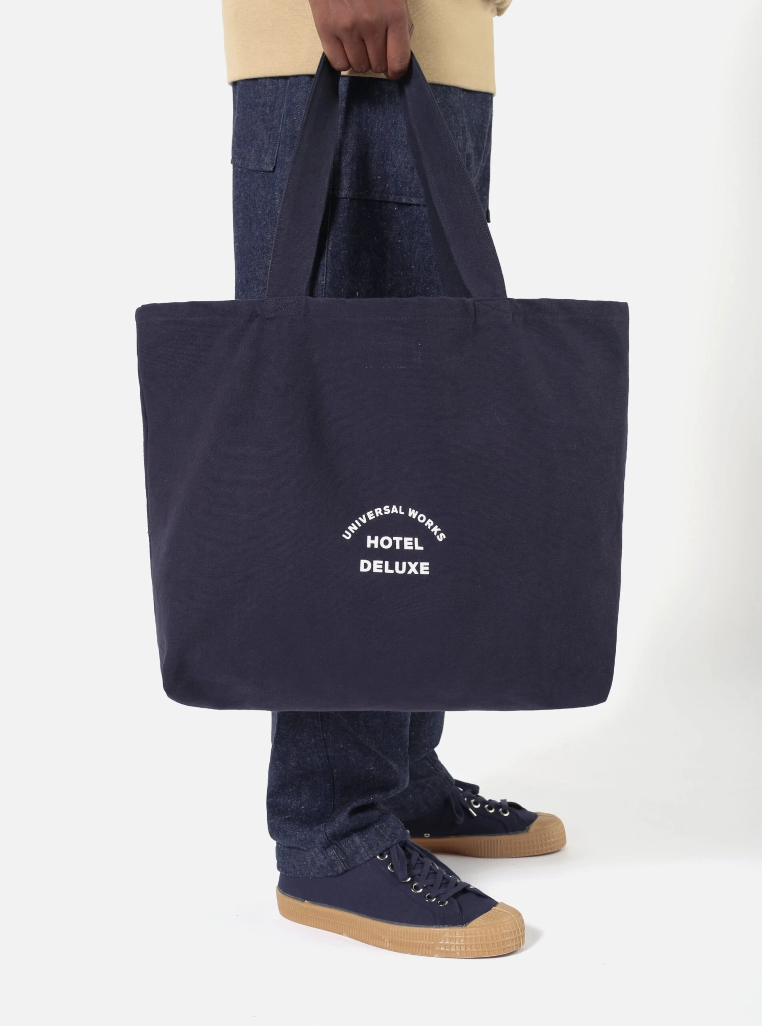 Universal Works Tote Bag In Navy Canvas