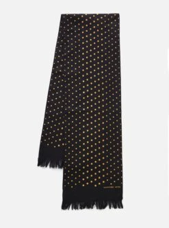 Universal Works Short Scarf In Black/Gold Dot Print