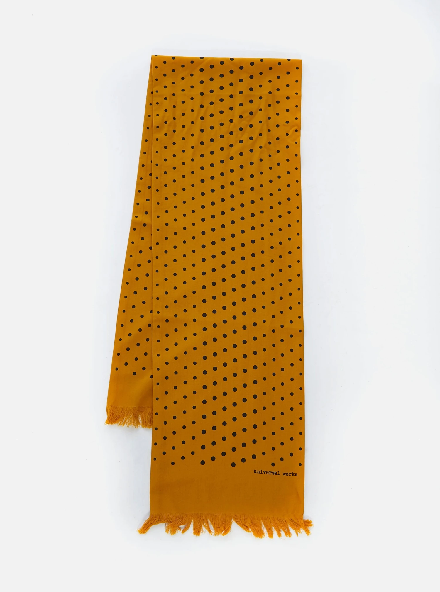 Universal Works Short Scarf In Gold/Black Dot Print