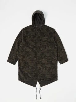 Universal Works Cruiser Parka In Black Japanese Print Cord