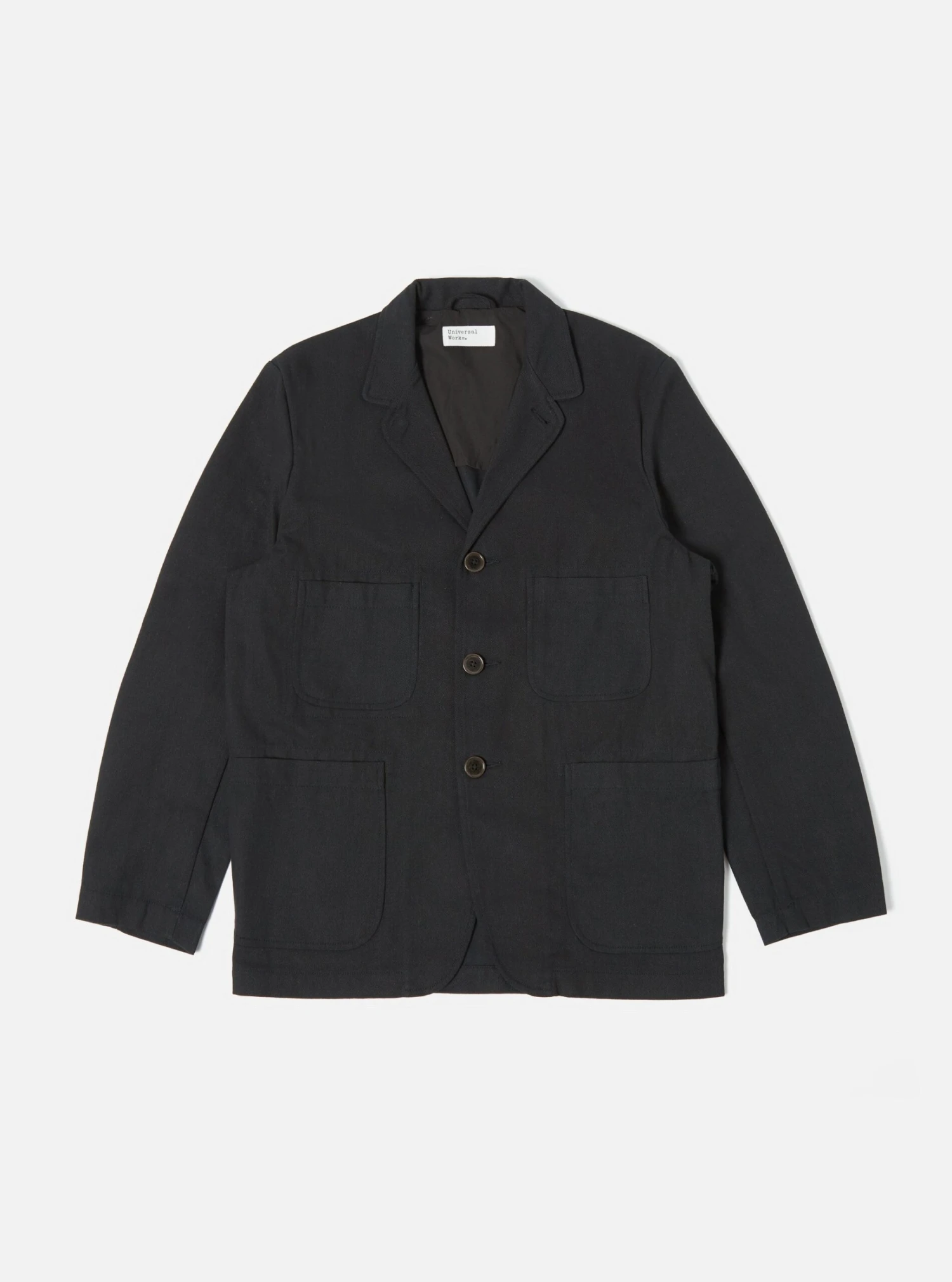 Universal Works Five Pocket Jacket In Black Winter Twill