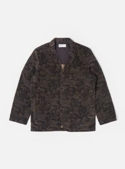 Universal Works Five Pocket Jacket In Black Japanese Print Cord