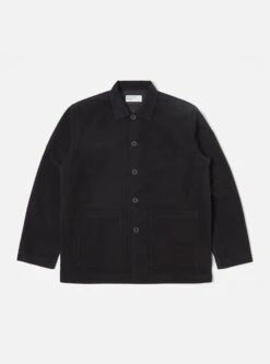 Universal Works Easy Overshirt In Black Lightweight Moleskin